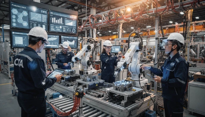 Ingenieros de CCA analizando soluciones de automatización y mejora de procesos industriales.