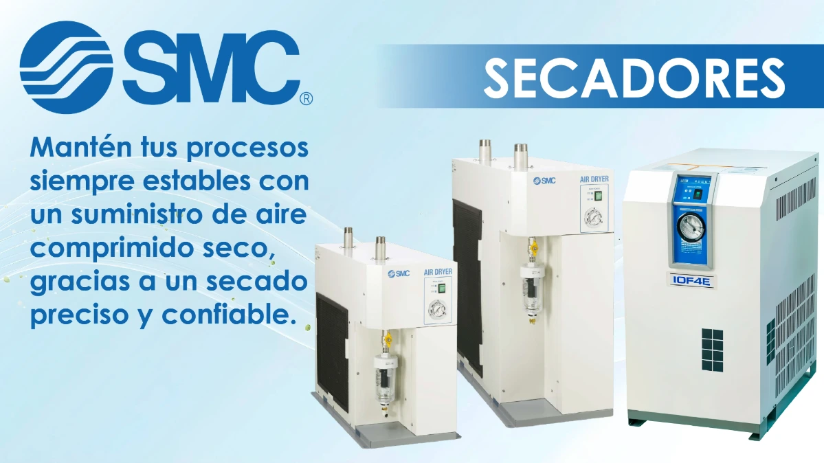 Secador refrigerativo industrial SMC instalado para tratamiento de aire comprimido y protección de maquinaria.