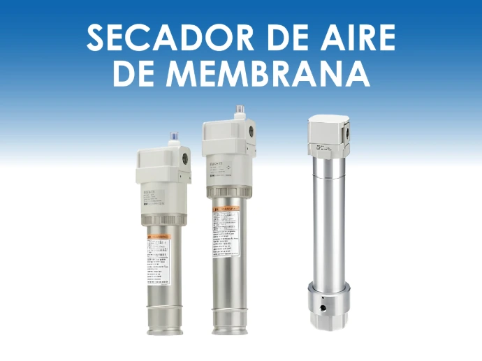 Secador de aire de membrana SMC Serie IDG, compacto y sin electricidad para puntos de uso específicos.