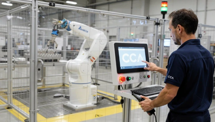 Sistema de visión integrado a robot Delta para inspección de calidad automatizada.